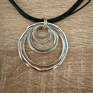 Modern Silver and Black Necklace